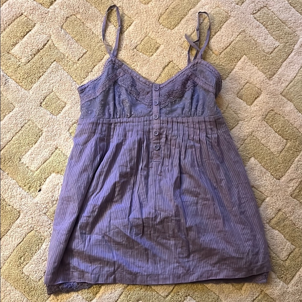 Y2k Lavender Lace-Trim Baby Doll Top